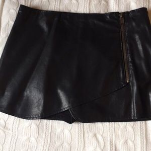 Free People Faux Leather Mini Wrap Skort